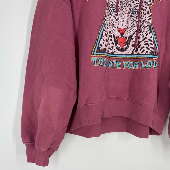Daydreamer Def Leppard Too Late For Love Oversized Hoodie Sweatershirt Pink XS - Picture 3 of 13
